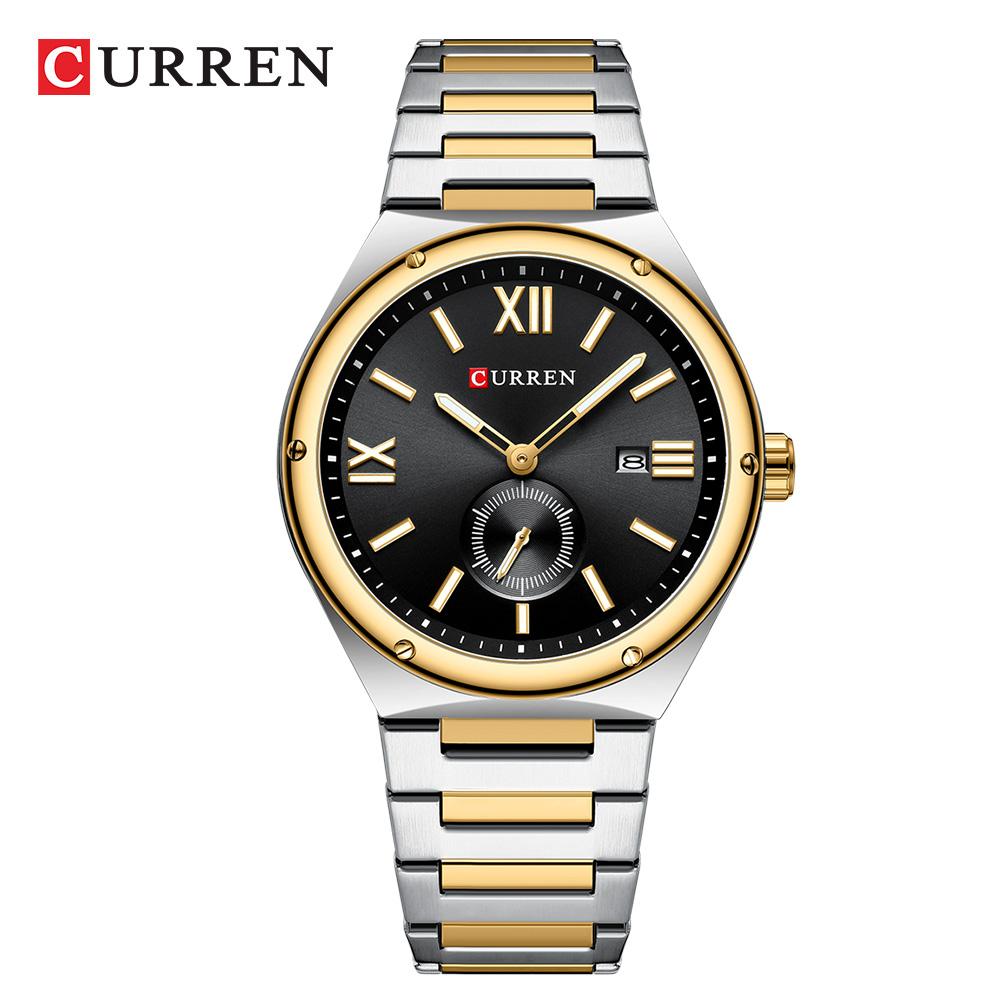 CURREN Luxury Watch Business Waterproof Male Clock Luminous Date Stainless Steel Square Quartz Men Watch Casual Business Wristwatch