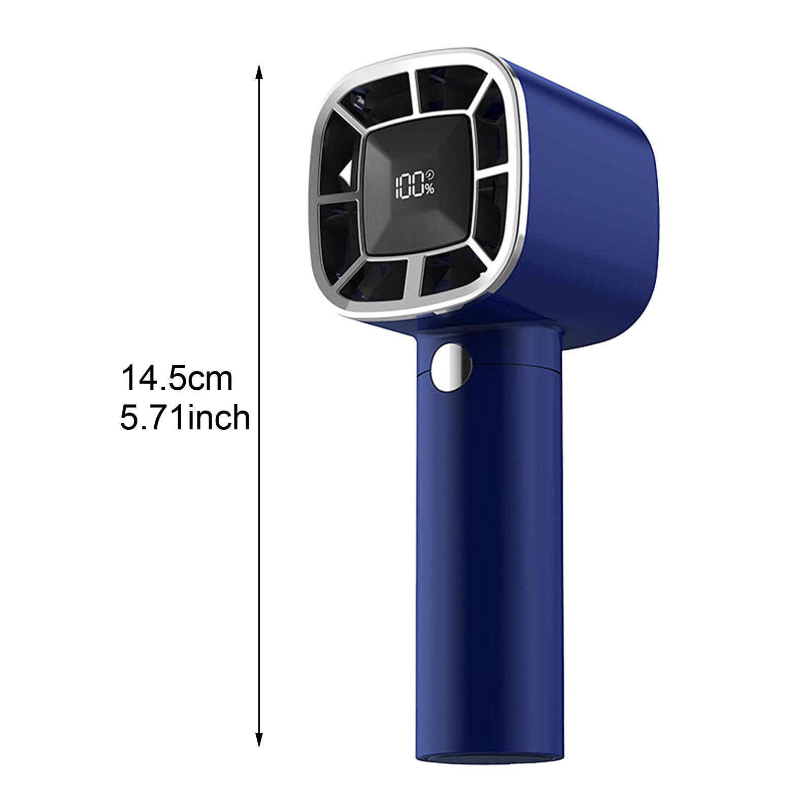 

Портативный мини-вентилятор с цифровым дисплеем, перезаряжаемый, небольшой настольный вентилятор, электрический компактный небольшой ручной вентилятор для женщин и мужчин, 3 скорости синий