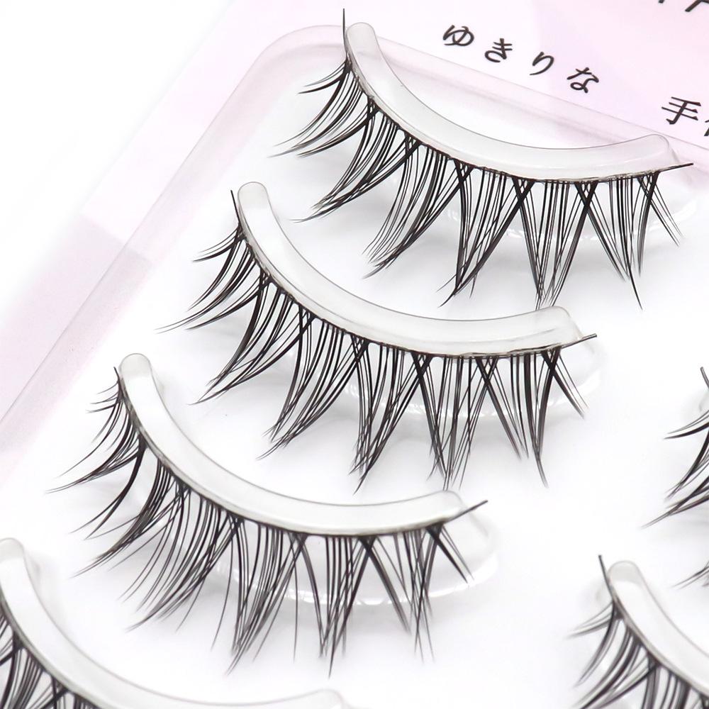 Schwarzes Haar Sonnenblume Falsche Wimpern mit dünnem schwarzem Stiel – Ideal für Doppellider und tägliches Make-up