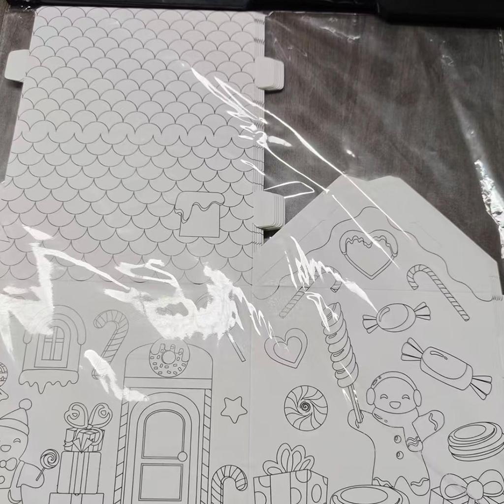 Christmas Paper House DIY Painting Corrugated Board Holiday Houses Set Xmas Party Birthday Decoration Kids Gift Home Supplies