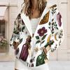 Women Plus Size Zip Up Long Sleeve Hoodie White Raven Rose Key Print Drawstring Hood With Pockets