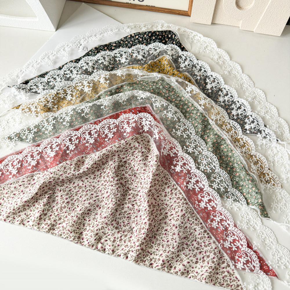 Ins Lace Floral Hair Scarf Women Triangle Bandana Hair Band Strap Hair Bag Headscarf Hat Travel Po Headband Turban Accessory
