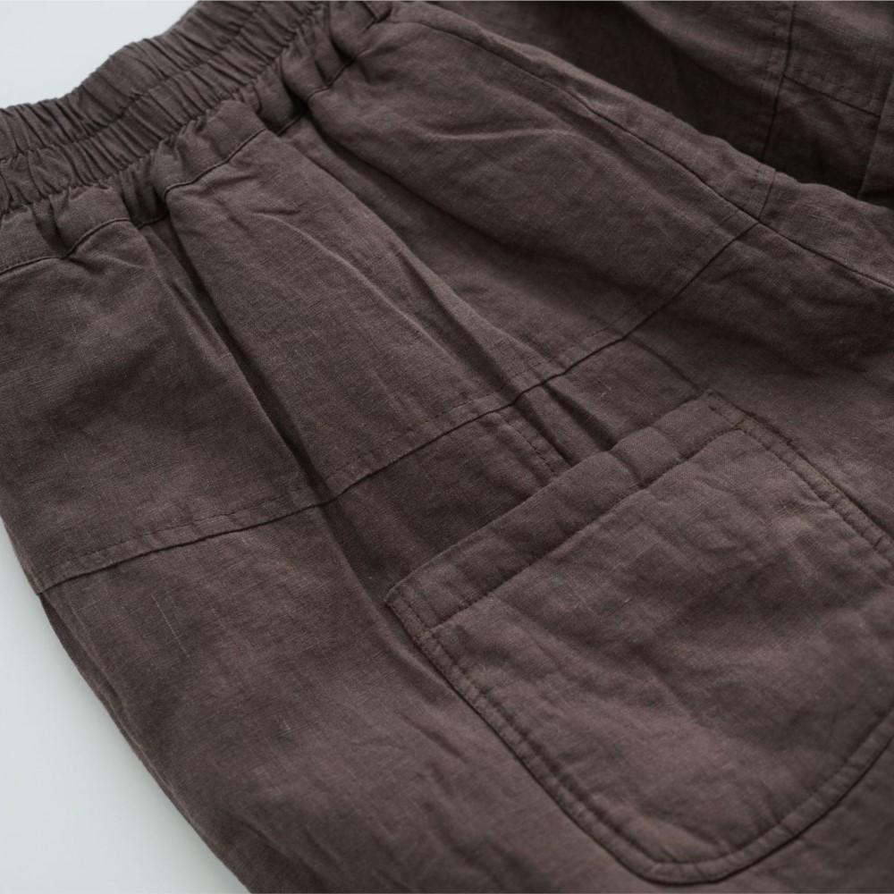 Johnature Women Vintage Winter Thick Pants Solid Color Patchwork Pockets Loose Trousers Warm Female Pants