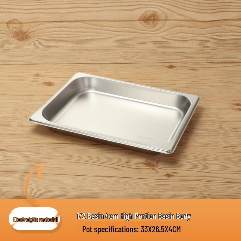 Rectangular Stainless Steel Serving Pans with Lids - Ideal for Mala Tang, Vegetables, Milk Tea, and Ice Cream