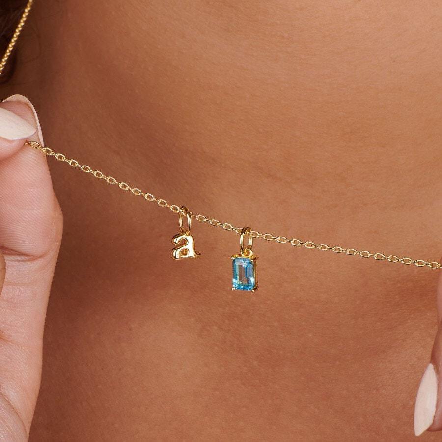 Titanstahl Halskette Rechteckig Dezember Geburtsstein Anhänger Bunter Zirkon Schlüsselbein Kette Damen Titan Stahl Beschichtet 18 Karat Gold Farbechtheit