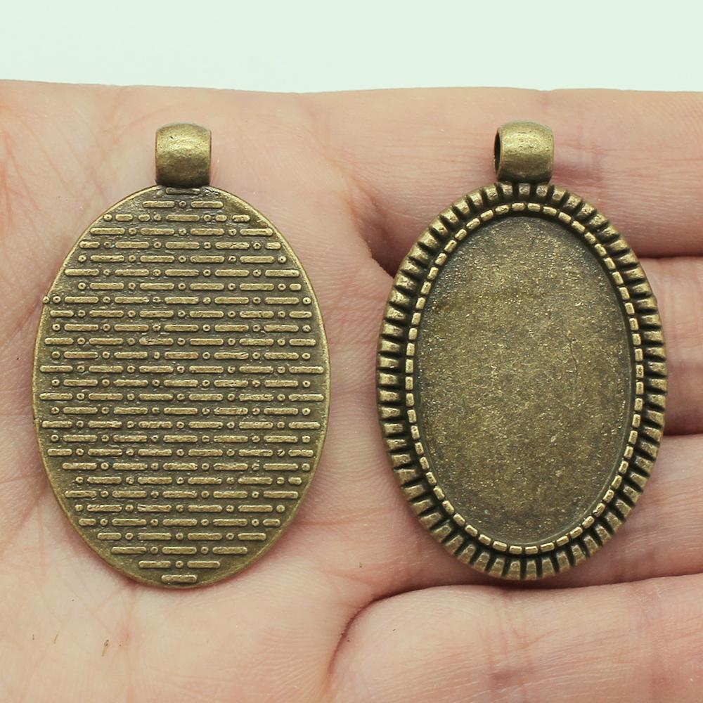 

2pcs Fit 20x30mm Oval Glass Cabochon Base Setting Pendant Tray For Jewelry DIY Making Antique Bronze Color FM1016