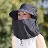 Sombrero de Pescador Malla Transpirable Protector Facial Ala Ancha Protección UV Protector Facial y de Cuello Completo Sombrero de Sol Protector Solar de 360 Grados Cordón Ajustable Exterior