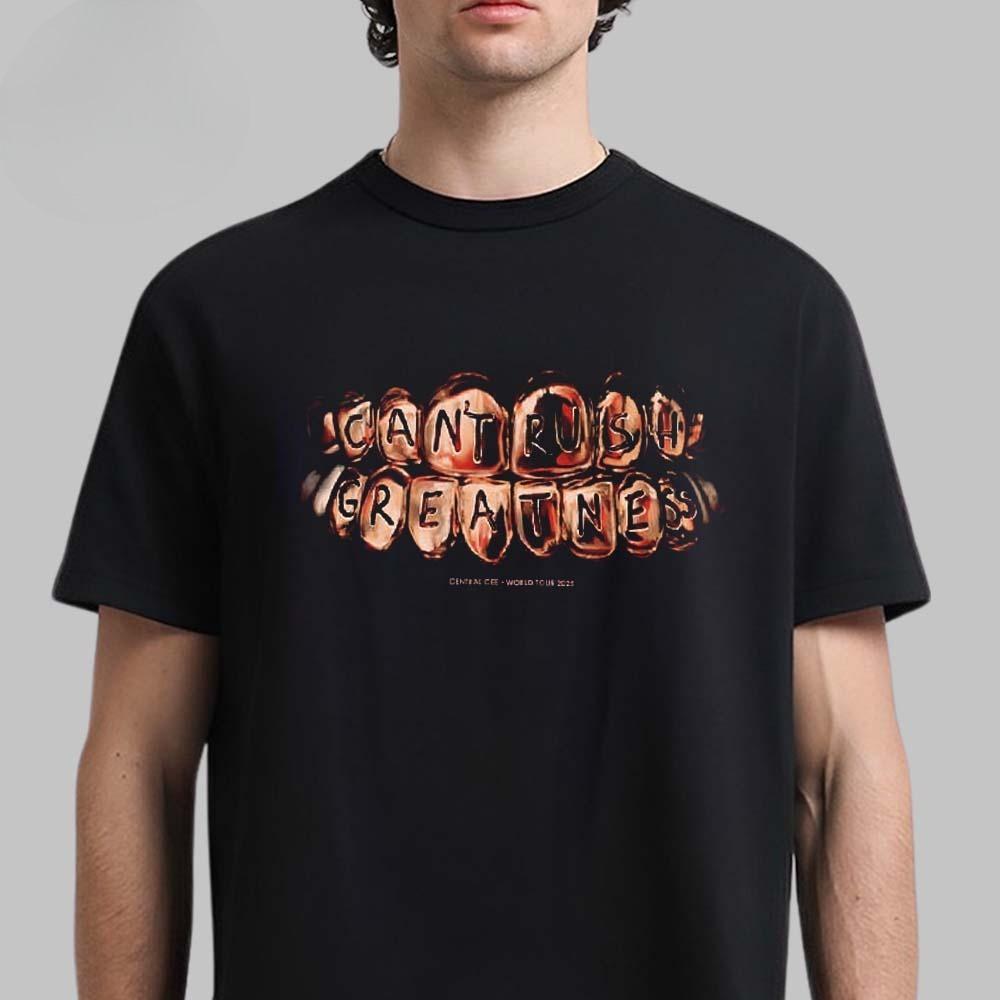 Central Cee Can't Rush Greatness 2025 World Tour Merch Logo with Tour Dates Two Sides White T-Shirt