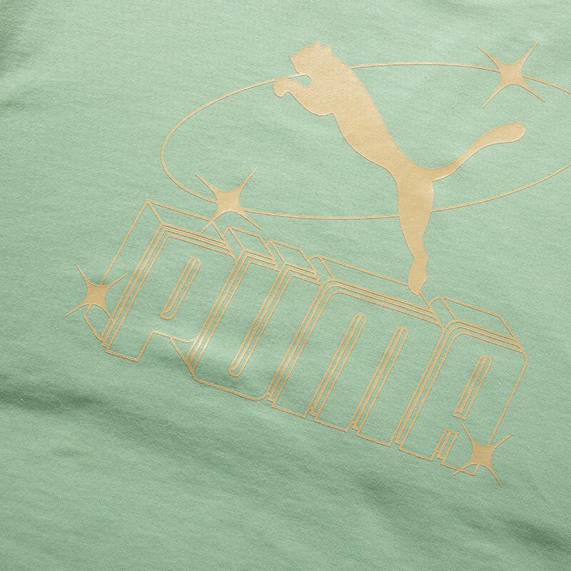 Puma Buchstaben-Logo-Print Lauf-Fitness-Trainings-Rundhals-Kurzarm-T-Shirt Unisex-Oberteile Grün 682344-89