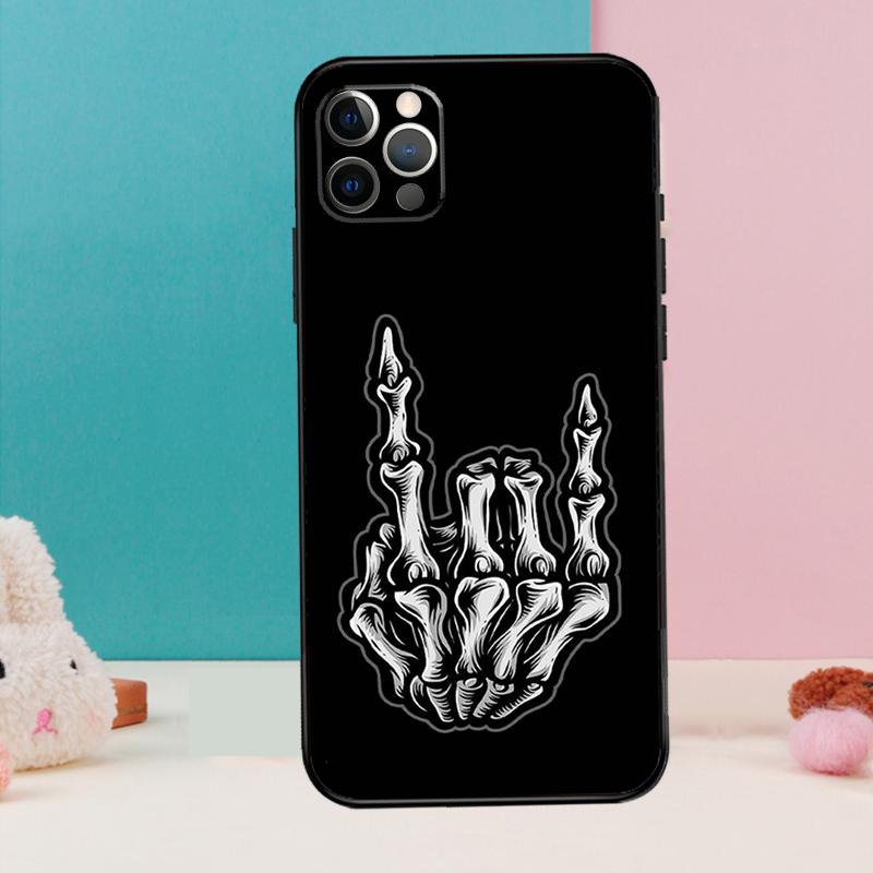 Skelett Mittelfinger Handyhülle Für iPhone 16 14 13 12 11 15 Pro Max 12 13 mini XR 15 16 Plus 16e Hülle Coque