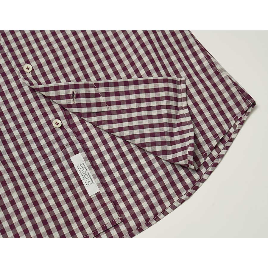 BLACKBROWN (Sidogras) Block Check Cotton Shirt [Wine]