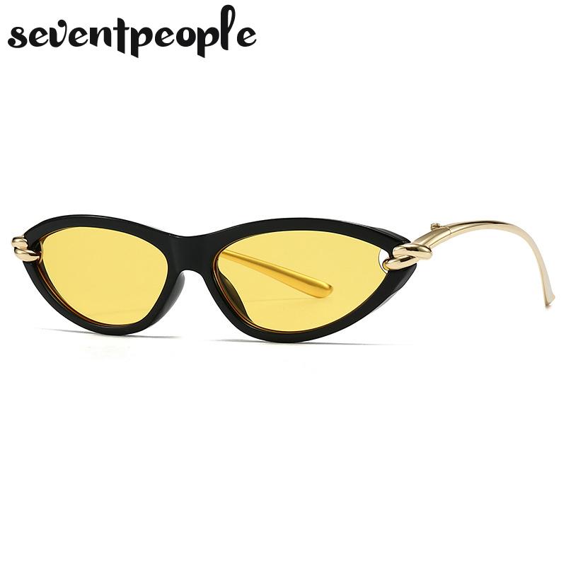 Small Frame Sexy Cat Eye Sunglasses Women  Luxury Brand Vintage Y2K Punk Metal Sun Glasses Trendy Cateye Shades For Ladies