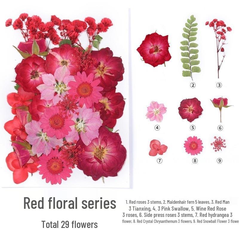 DIY Handmade Dried Flower Embossed Wall Clock with Wood Grain Border