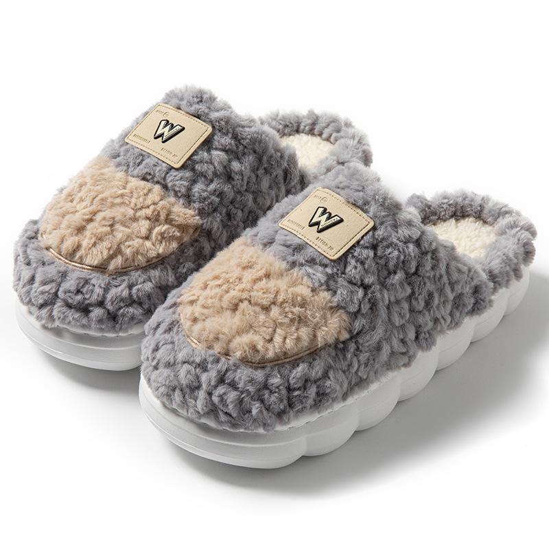 Cotton Slippers Autumn and Winter Cartoon Stepping On Shit Feeling Indoor Dormitory Warm Velvet Soft Thick Bottom Couple Hair Slippers