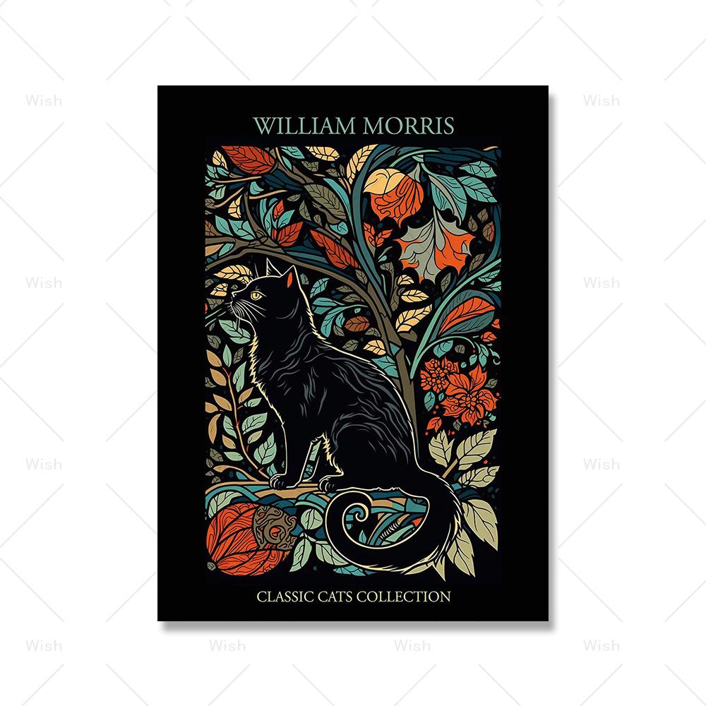 Vintage Colorful Gustav Klimt Matisse Black Cat Garden Poster Canvas Painting for Living Room Home Wall Art Decorative Cuadros