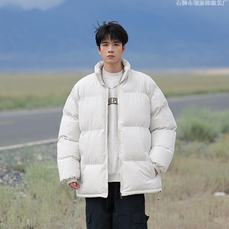 Winter Coat Men's Cotton Clothes New Men's Coat Couple Contrasting Color Stand-up Neck Cotton-padded Clothes Casual Warm Bread Clothes