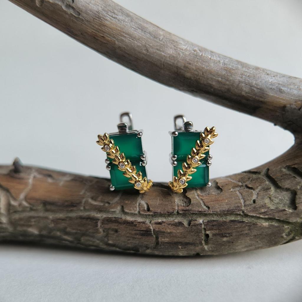 Silver Earrings with Natural Agate (2196440)