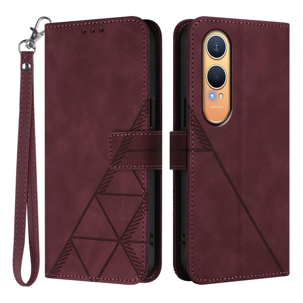 For Oppo K12x 5G (China)/OnePlus Nord CE4 Lite 5G Leather Case with Hand Strap Wallet Stand Phone Cover