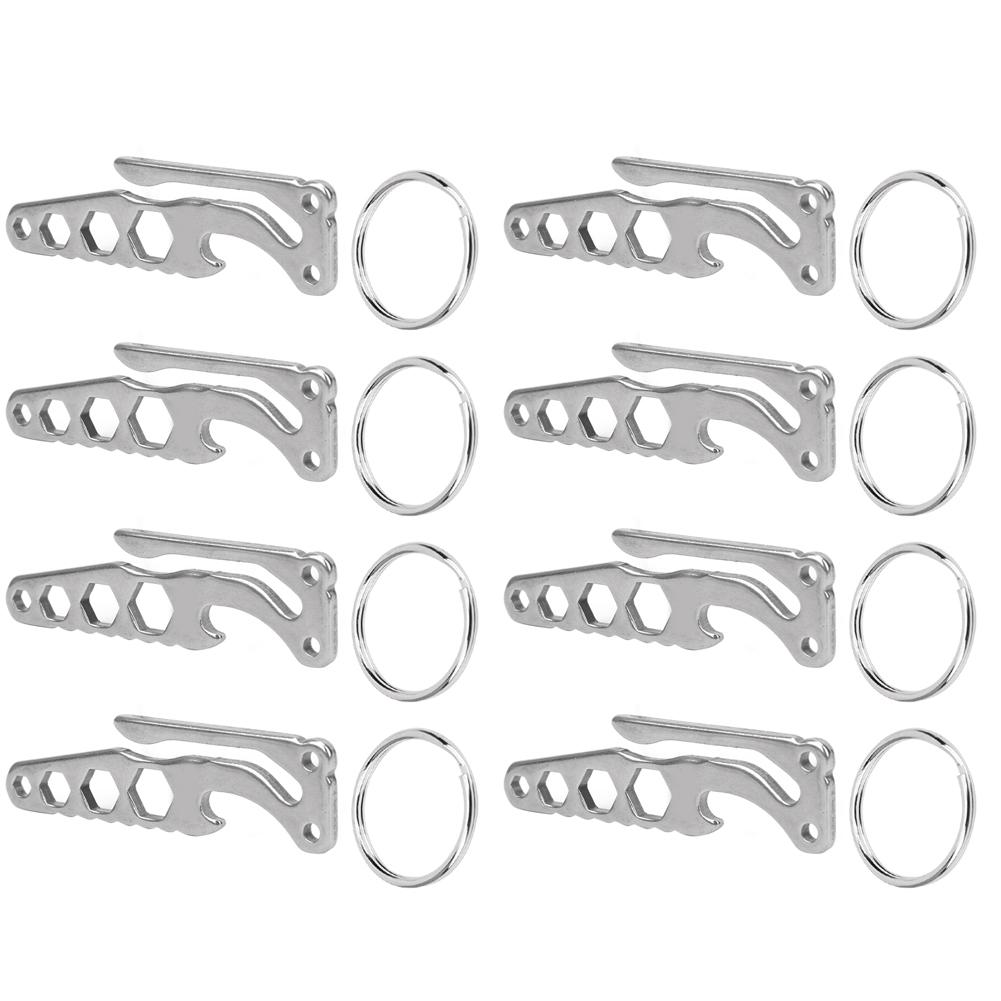 Stainless Steel Pocket Key Clip Bottle Opener Hex Wrench Multifunctional Tool for Outdoors