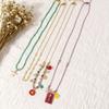 4PCS Colorful Beads Bohemian Stacked Necklace Metal Enamel Irregular Charm Choker Necklace Tassel Flower Clavicle Chain Gifts