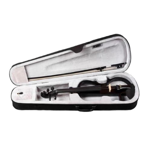WGM New Full-Size Violin Set: Full-Size 4/4 Solid Wood Electric Silent Violin with Chin Rest, Ebony Fittings, Hard Case, Extra Strings, Audio Cable, R