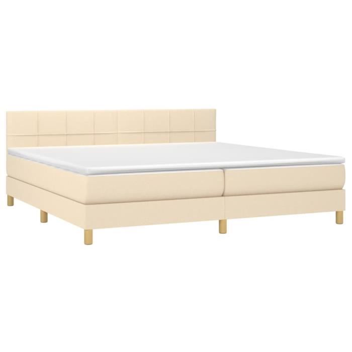 3140646 vidaXL Divan Bed with Mattress Cream 200x200 Cm Fabric