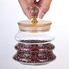 Striped Pattern Tea Sealed Jar Transparent Grains Jar Simple Kitchen Storage Bottle  Candy