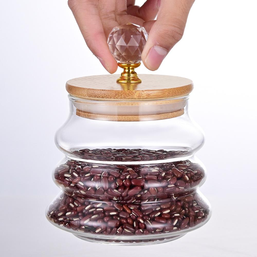 Striped Pattern Tea Sealed Jar Transparent Grains Jar Simple Kitchen Storage Bottle Candy