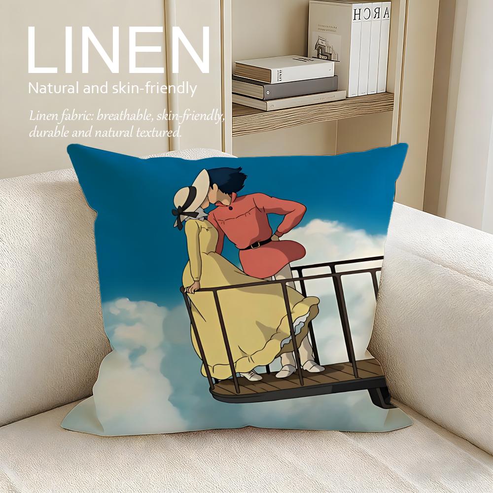 Anime Nomadic Castle Cushion Cover Pillowcase Set Pcs x x Breathable Washable Sofa Cushion Cover