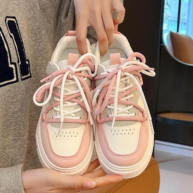 Fashion 2025 Women's Sneakers Students Korean Version Casual Non-slip Thick Sole White Sports Shoes Fashion Female Skateboard Shoes
