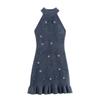 LYRIA European Style New High-end String Bead Decoration Artificial Fur Effect Hanging Neck Collar Dress