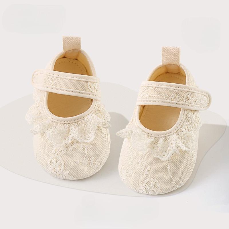 Scarpe da Bambina in Cotone con Fiocco in Pizzo 0-1 Anno Scarpe da Camminata Antiscivolo Suola Morbida per Bambini Piccoli Uso Interno Estate Alta Qualità Primi Passi