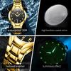 OLEVS Original Brand Luxury Quartz Watch for Men Gold Stainless Steel Strap Waterproof Luminous Auto Date Fashion Wristwatch Men