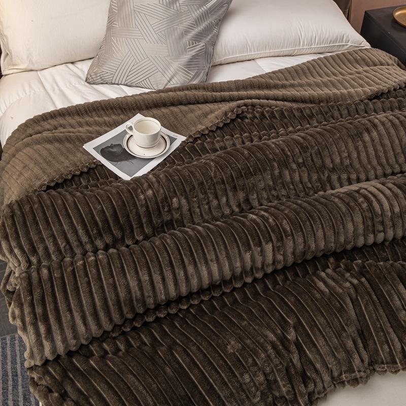 

New Striped Thick Coral Fleece Blanket and Bath Towel 70x100 cm