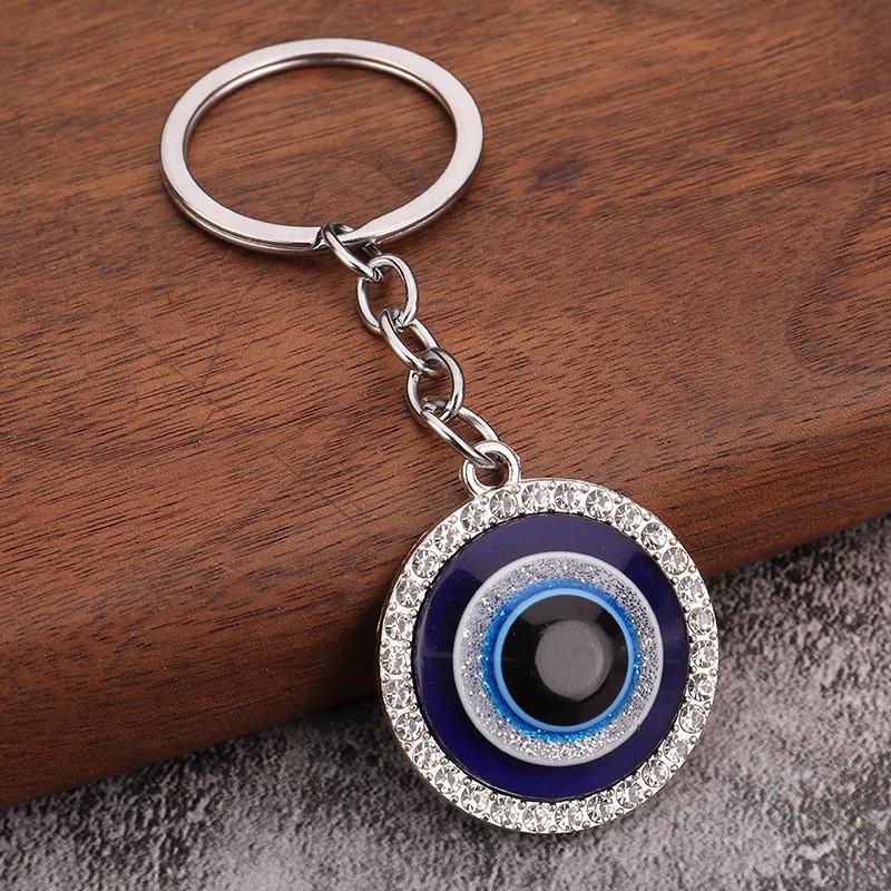 Blue-Eyed Owl Evil Eye Retro Charm Keychain Pendant