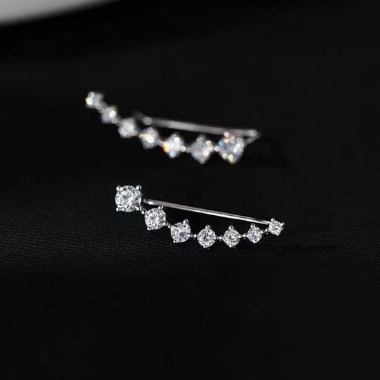 Seven Star Stud Earrings Row of Cubic Zirconias Earrings Shining Silver Earrings for Women Party Dating Formal Occasion Accessory