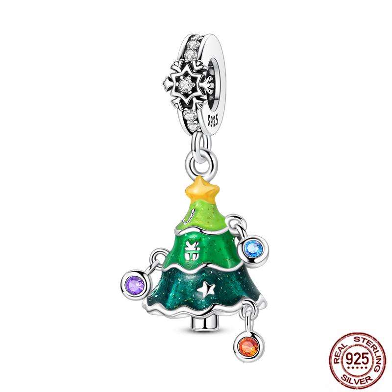 Christmas Charms Copper Fit Pendant Original Bracelets Santa Claus Snowflake Tree Gingerbread Man Beads Diy Jewelry