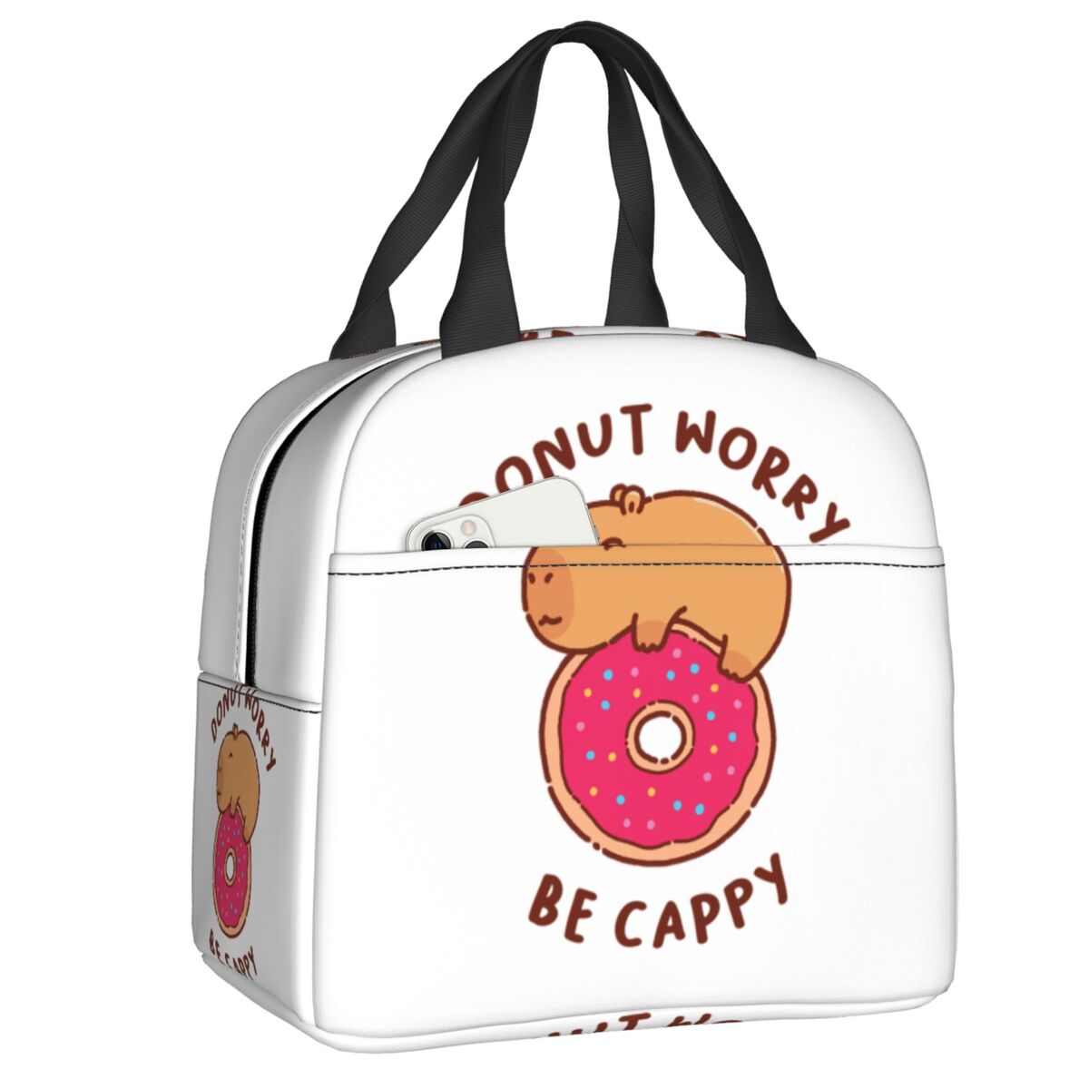 Custom Another Day Another Slay Capybara Lunch Bag Women Cooler Warm Insulated Lunch Box for Kids School 22x20x13cm