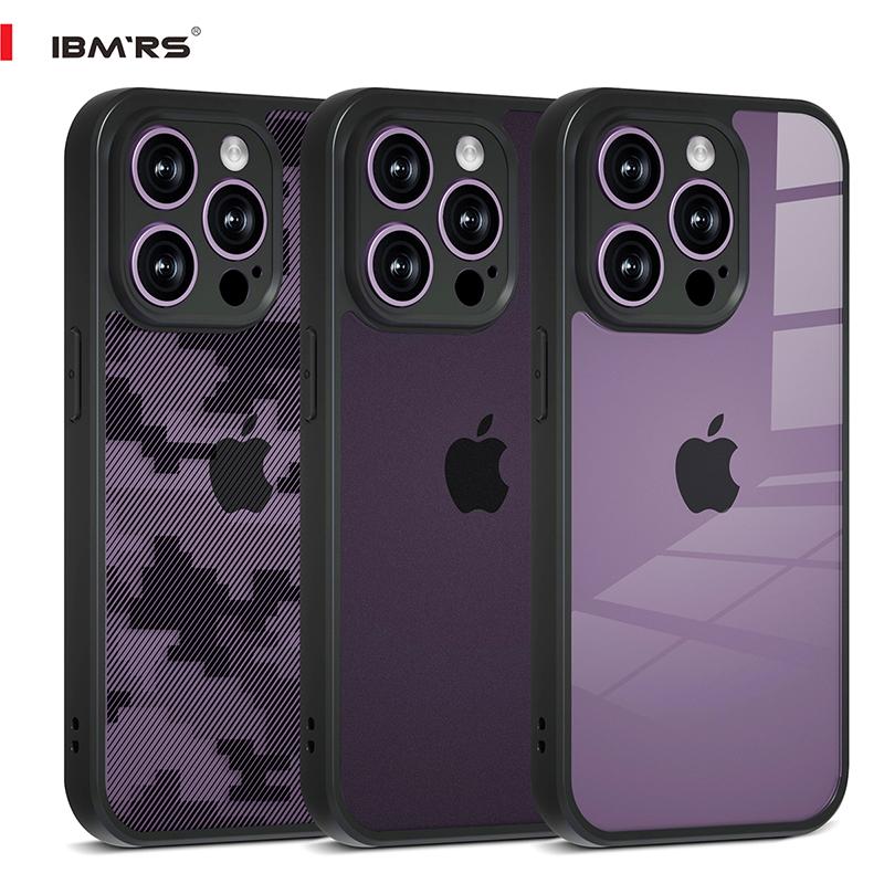 (Comes with wrist strap)IBMRS for Apple iPhone 14 pro Case 6.1 Inches camo Transparent Hard Back Shockproof TPU Frame Case