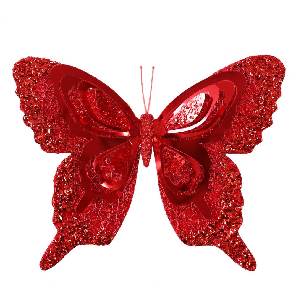 Christmas Tree Butterfly Ornaments 3D Glitter Hollow Butterflies Decoration Xmas Tree Wreath Wall Hanging Decor
