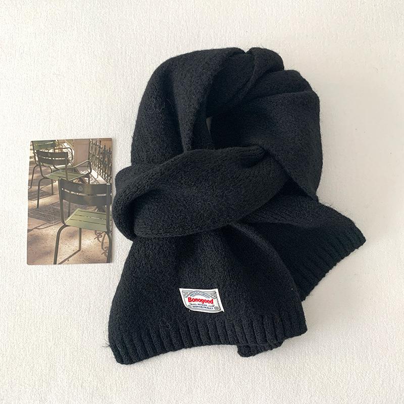 Korean autumn and winter new student solid color knitted scarf women's warm neck protection scarf versatile fashion knitted scarf