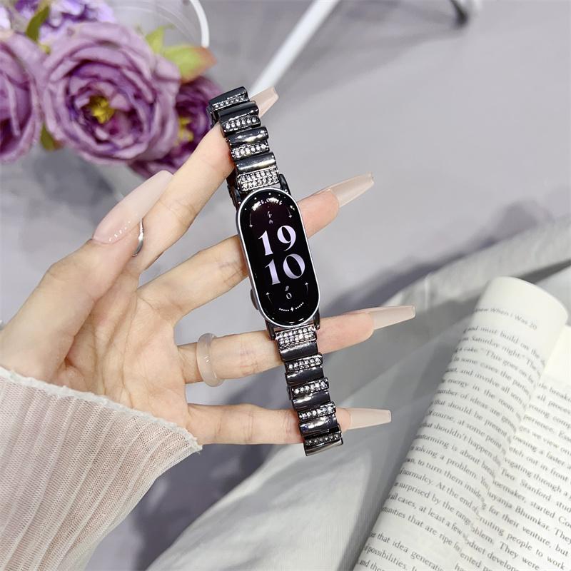 

Легко регулируемый браслет для умных часов Xiaomi Mi Band 9, металлический ремешок, нарядный браслет для женщин Xiaomi Mi Band 8, золотой For xiaomi band 9/8 чёрный