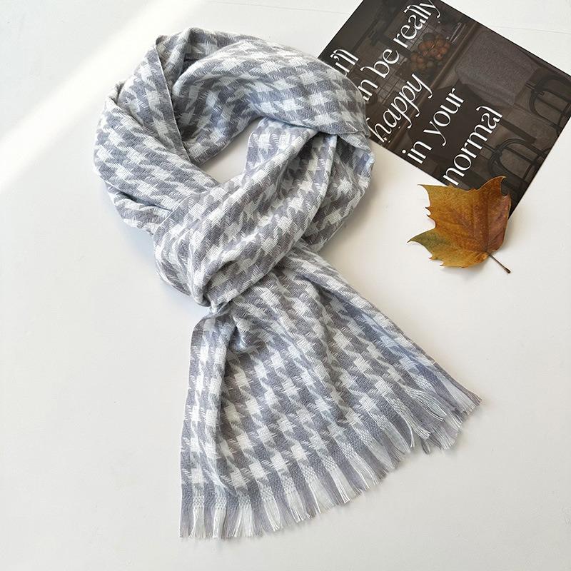 Simple new classic black and white imitation cashmere scarf women's thickened thermal air conditioner neck protection shawl scarf