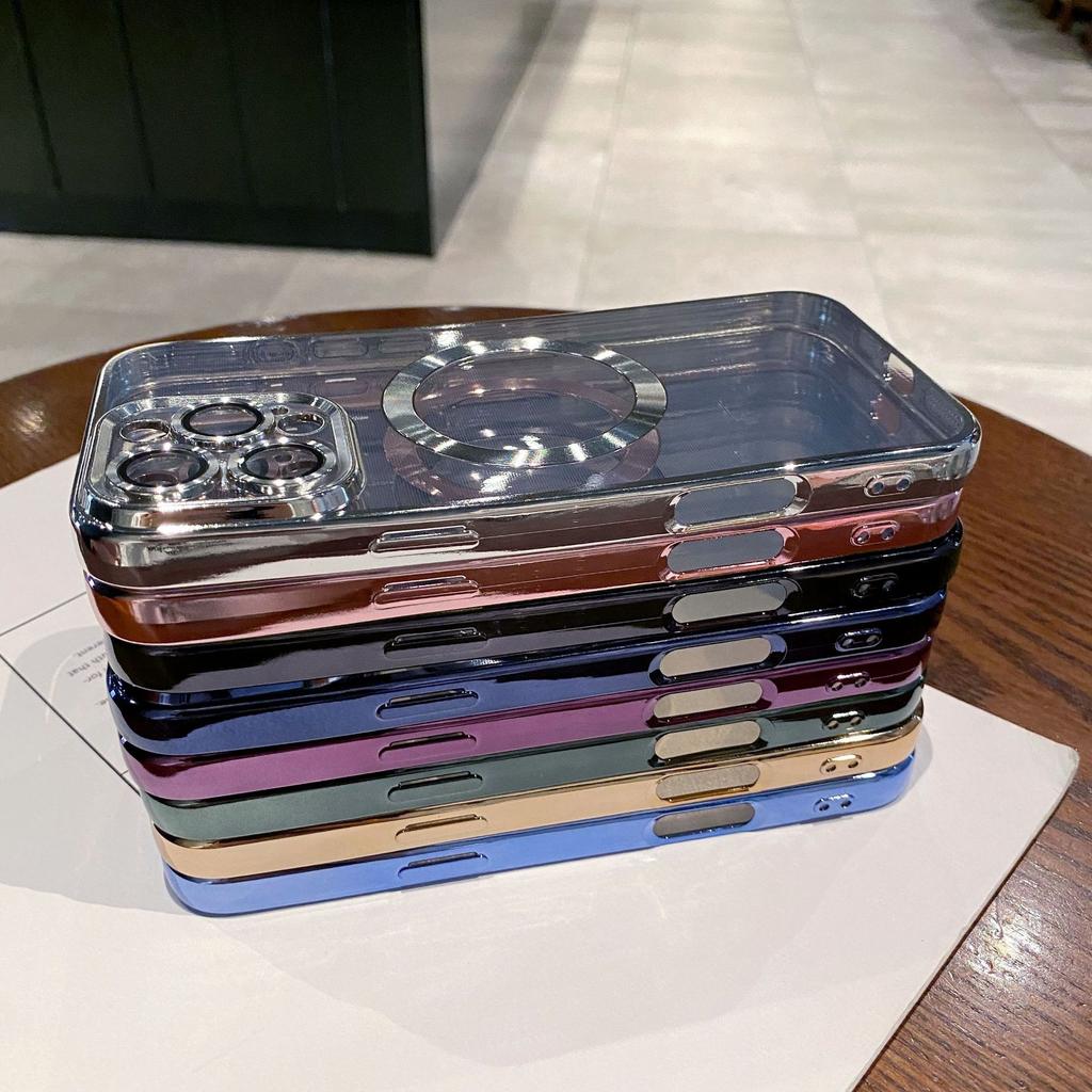 Anwendbar auf iPhone16 Galvanisierte Magnetische Handyhülle Kreative Apple 15 Promax Weiche Hülle Vollständige Abdeckung 14 Schutzhülle 13