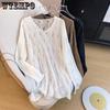 V-neck Hollowed Out Sunscreen Knitted Sweater for Women Thin Design for Spring and Summer Plus Size Knitted Top