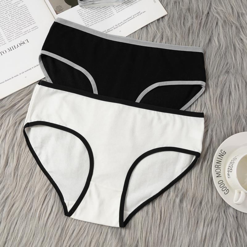 3PCS Cotton Underwear For Women Seamless Solid Color Mid-waist Panties Girls Students Large Size 3XL Briefs