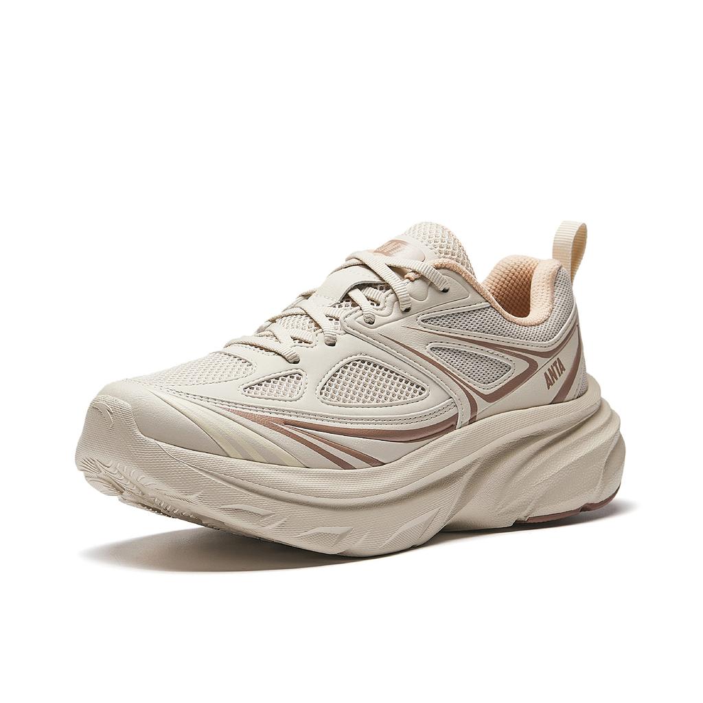 Anta Lingguang Fabric Synthetic Leather Breathable Non-Slip Casual Fashion Trend Women sneaker White Chalk 922545521-3