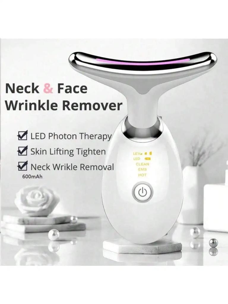 Rechargeable Facial Beauty Device EMS Microcurrent and LED Photon Vibration Massager for Effective Wrinkle Removal & Face Lift