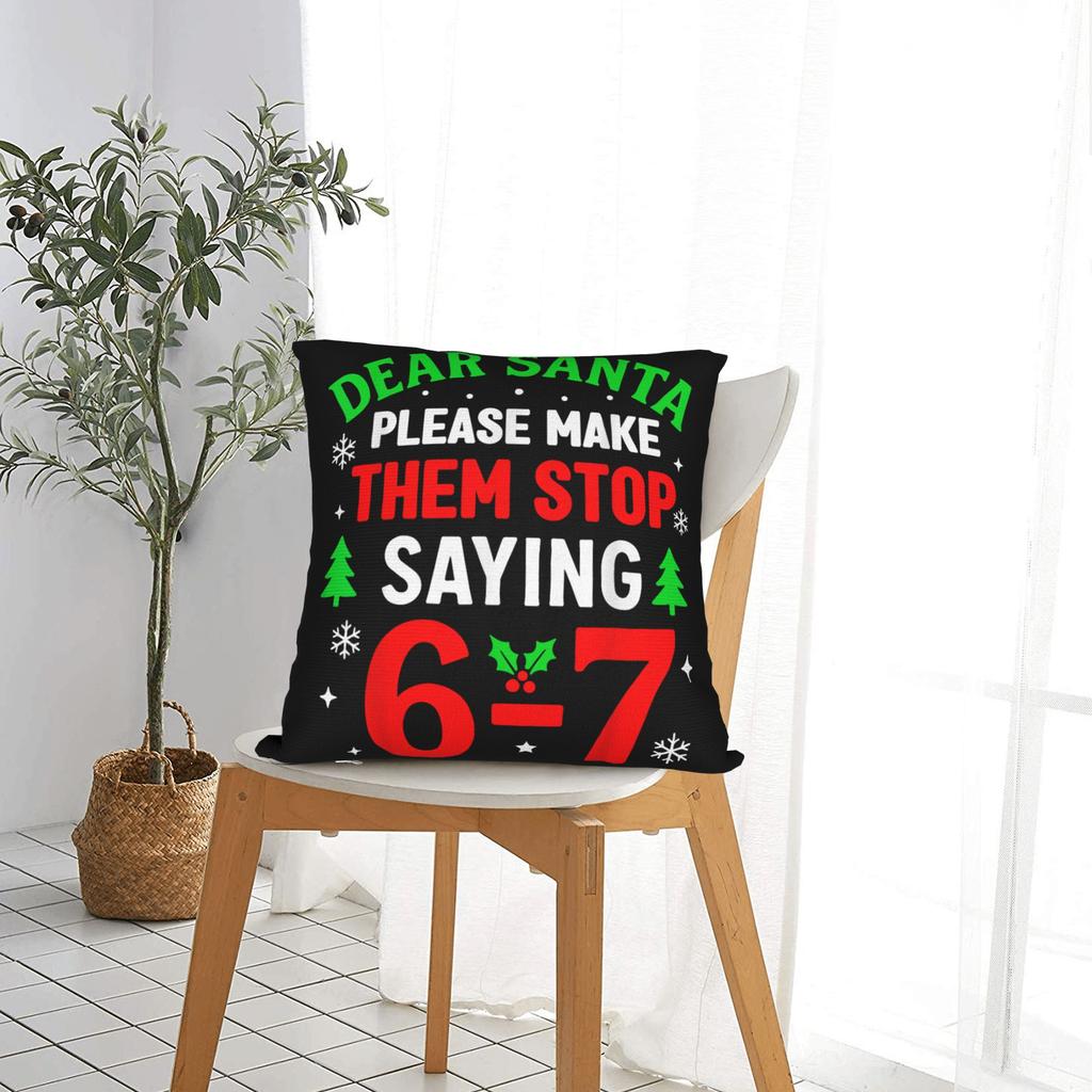 Dear Santa 67 Funny Christmas Pillow Case  Graphic Pillow Cover For Sofa Couch Bed Living Room Vintage Pillowcases