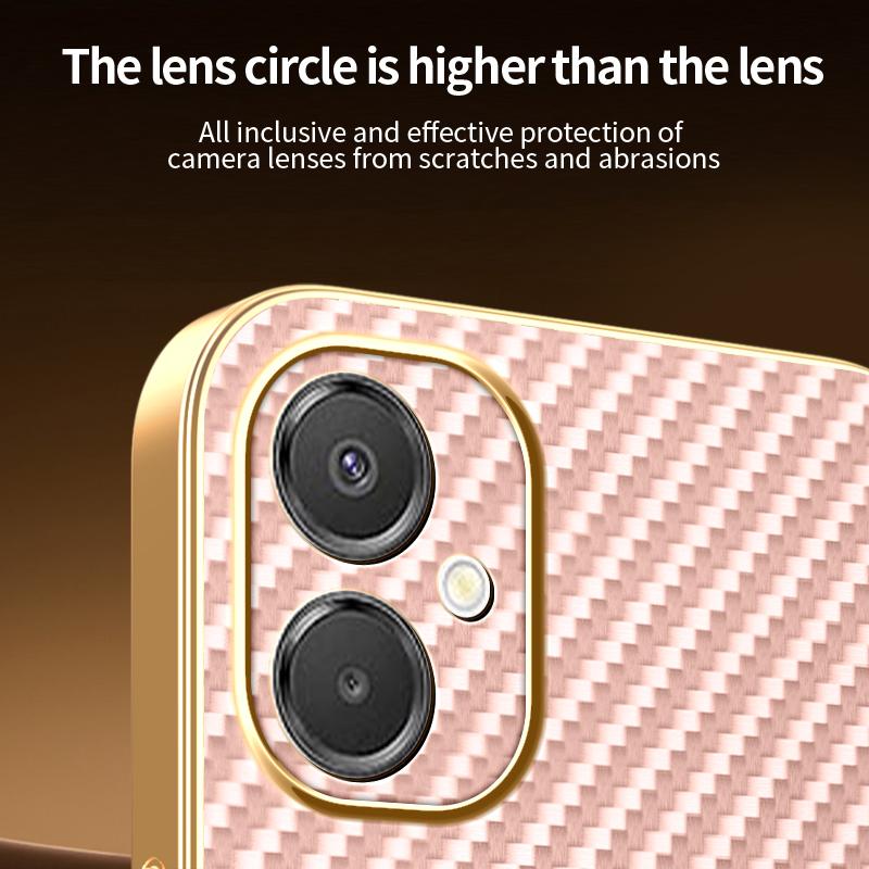 Phone Case For Samsung Galaxy A06 5G/F06 5G/M05 4G/M06 5G Carbon Fiber Textured Electroplated TPU Back Cover